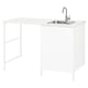 White ENHET sink unit with countertop, faucet, cabinet, and side panel. Modern, practical for small spaces.