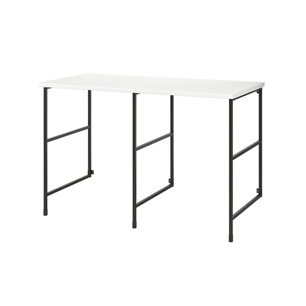 An ikea ENHET countertop in white with black metal legs, suitable for workspace or laundry area.