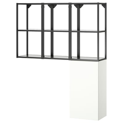 ENHET white storage. Modern design, metal frame, glass shelves.