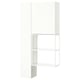 Option: A white ENHET wall unit with open and closed storage spaces, designed for laundry rooms or bathrooms.