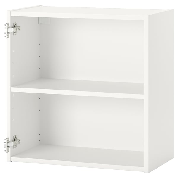 A white ENHET wall cabinet. It’s a two-shelf unit with a sleek design, ideal for kitchen storage.