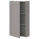 Gray ENHET wall cabinet with 2 shelves, modern design, slightly open door.
