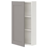 ENHET wall cabinet: grey, rectangular, 2 shelves, particleboard, plastic.