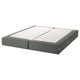 Option: An ESPEVÄR grey mattress base, featuring upholstered sides and supportive springs, designed to elevate beds and enhance mattress support.