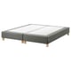 Espevar grey fabric mattress base, raised bed with wooden legs.