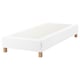 Option: White ESPEVÄR bed base, upholstered with wooden legs, rectangular.