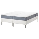 IKEA ESPEVÄR/VESTERÖY gray & white mattresses on white bed frame.