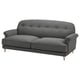 Option: Gray ESSEBODA sofa, modern design with tufted back, rolled arms, and wooden legs.