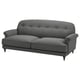 Gray ESSEBODA sofa, tufted back, rolled arms, soft fabric, deep seats, high back, elegant design.