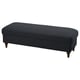 Option: ESSEBODA bench, blue grey fabric, wooden legs, rectangular, elegant & crafted design.