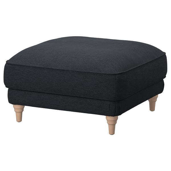 ESSEBODA footstool, dark gray, square, upholstered, wooden legs.