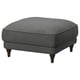 Option: An ESSEBODA footstool in gray with turned wooden legs and a plush, rectangular shape for comfort.