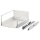 Option: A white EXCEPTIONELL push-to-open kitchen drawer with built-in dampers and metal runners. It a minimalist handle-free design.