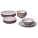 Option: FÄRGKLAR set: grey plates & bowls, stoneware, simple design.