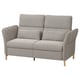 Option: FAMMARP sofa: grey, tweed-like cotton, recliner, wooden legs, two-seater, cozy design.