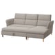 Option: Modern gray fabric sofa with adjustable sections and wooden legs.