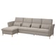 FAMMARP sectional sofa, beige, wooden legs, l-shaped, with adjustable headrests, and small lumbar pillows.