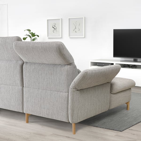 Modern gray FAMMARP sofa with adjustable parts, tv, art.