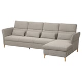 A modern gray FAMMARP sectional sofa with adjustable headrests, wooden legs, and throw pillows.