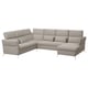Modern l-shaped gray sectional sofa with adjustable cushions and metal legs.