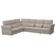Option: Modern gray sectional sofa with adjustable headrests and armrests, metal legs, l-shaped, cozy design.