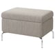 Option: FAMMARP grey footstool with storage. Square shape, metal legs, durable fabric.