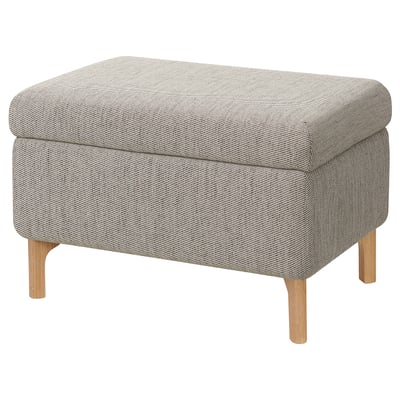 FAMMARP grey fabric ottoman, wooden legs, rectangular, stylish, multi-function.