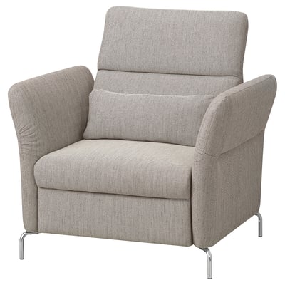 Fammerp recliner chair, grey tweed, comfort design with adjustable back & arms.