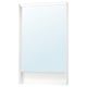 A modern white FAXÄLVEN mirror with a lit frame, designed to illuminate the surrounding area without casting shadows.