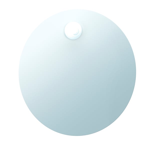 Circular lighted mirror, white, sleek.