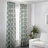 FJÄDERKLINT Curtains, 1 pair, white/green, 145x300 cm