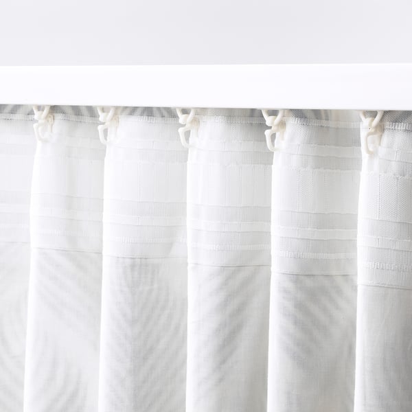 FJÄDERKLINT Curtains, 1 pair, white/green, 145x300 cm