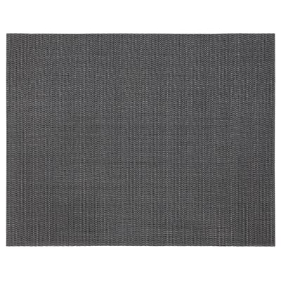 FLYGFISK gray rectangular place mat, plastic, interwoven design.
