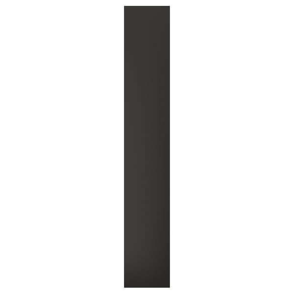 Black rectangular panel, part of FÖRBÄTTRA kitchen series, made of recycled wood and plastic, giving a sleek, modern finish.