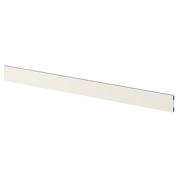 A FÖRBÄTTRA beige kitchen plinth, made of plastic. Its rectangular, extending horizontally.