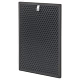 Black air filter with honeycomb pattern, dark gray frame. Activated carbon & polypropylene, purifies gas & odor.