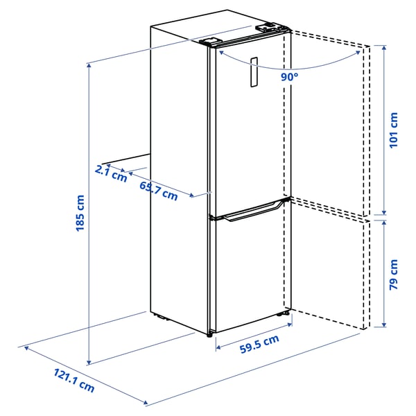 FÖRTOFT Fridge/freezer, IKEA 500 stainless steel colour, 216/118 l