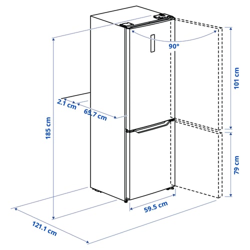 FÖRTOFT Fridge/freezer, IKEA 500 stainless steel colour, 216/118 l