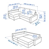 Illustration with measurements for the product: FRIHETEN.
