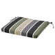 Striped outdoor cushion cover, grey-green, rectangular with ties, made from recycled polyester.