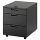 Option: GALANT black mobile filing cabinet, three drawers, lockable, castors.