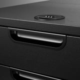Modern black drawer with sleek handle and combination lock, showcasing durable design and smooth finish.