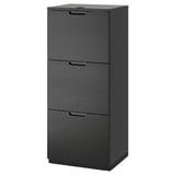 Dark gray GALANT office cabinet with 3 secure drawers, particleboard & ash veneer, combination lock, gentle close, adjustable feet.
