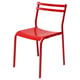 A red GENESÖN chair, modernly designed with a metal frame and plastic parts, perfect for dining.