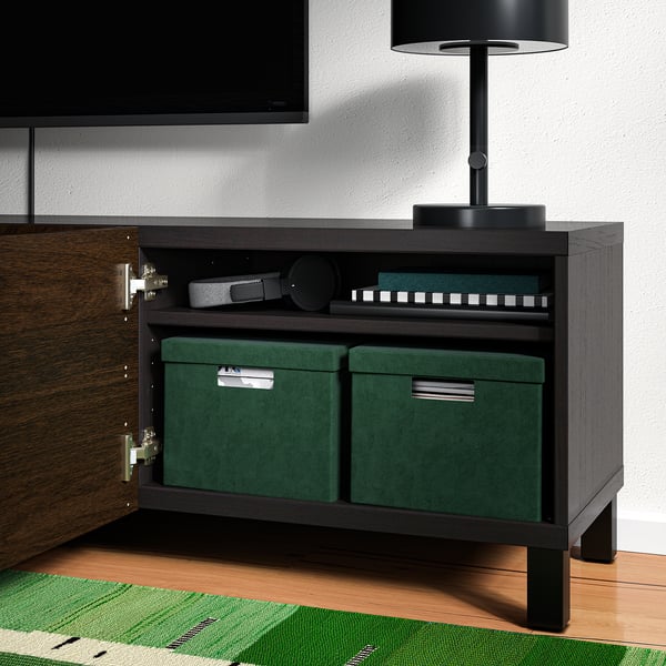 GJÄTTA Storage box with lid, velvet dark green, 25x35x20 cm