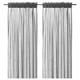 Two black-and-white striped sheer curtains with rod pocket, made from recycled polyester.