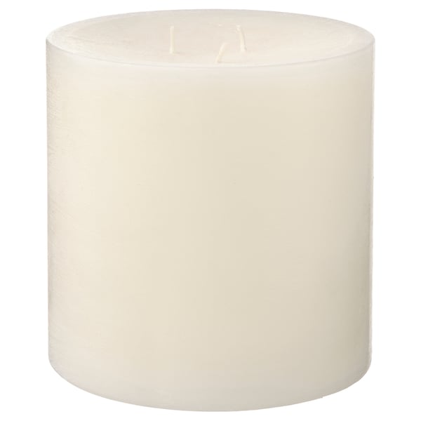 White cylindrical candle, smooth finish, simple design.