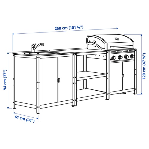 Illustration with measurements for the product: GRILLSKÄR.