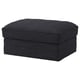 A dark gray, rectangular upholstered footstool with a smooth, clean design.