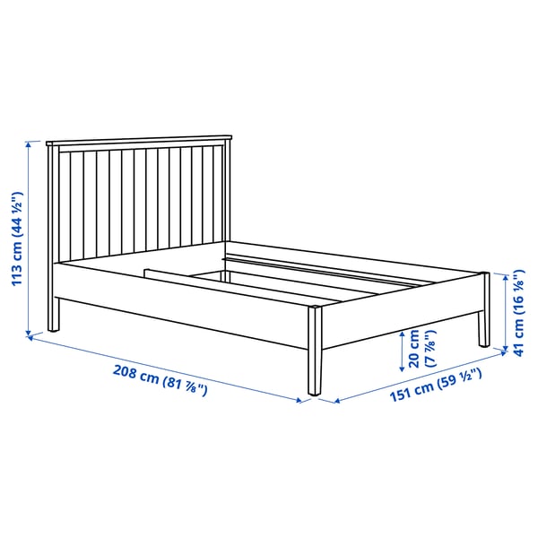 GULLABERG Bed frame, white/Lindbåden, 140x200 cm